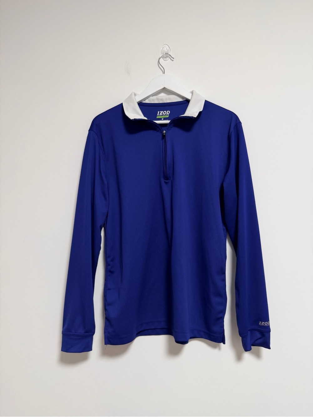 Izod Blue Quarter-Zip Pullover with White Collar